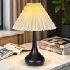 Pleated Table Lamp USB Plug In Warm Light Night Light Eye-Caring Flicker-Free LED Lamp with Metal Base