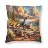California New World Quail Family Square Pillowcase Polyester Linen Velvet Zip Decorative Pillow Case Sofa Seater Cushion Cover