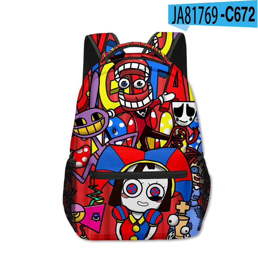 Magic Digital Circus School Bag Elementary And Secondary School Backpack Cartoon Children'S Backpack Men'S And Women'S Casual Backpack Full Print