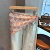 Korean version of flower embroidered triangle scarf women's summer plant flower print versatile decorative scarf silk scarf tied bag headband