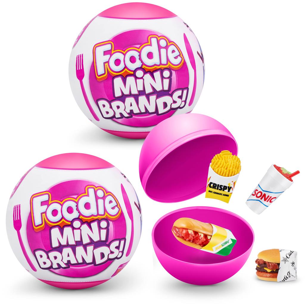 5 Surprise 77319 Foodie Minis (2-Pack) ZURU Mystery Capsule Real Miniature Brands, Collectibles, Fast Food Toys, Shopping Accessories