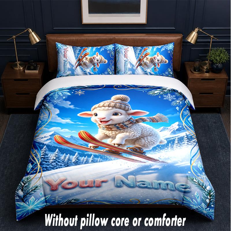 Forest Nature Theme Custom Text Or Name 3Pcs Bedding Set,1 Flat Sheet & 2 Pillowcases Personalized Home Bedding