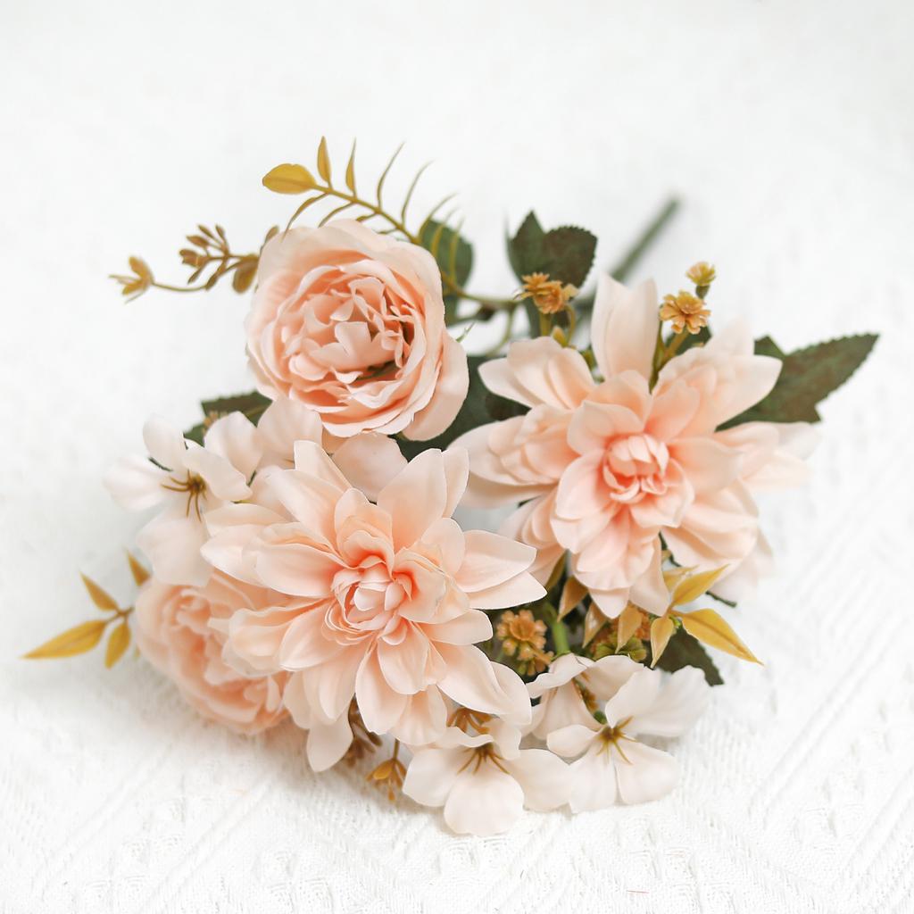 Peony Silk Artificial Flowers High Quality Home Living Room Wedding Bride Bouquet Party DIY Gift Dahlia Fake Flower Decoration