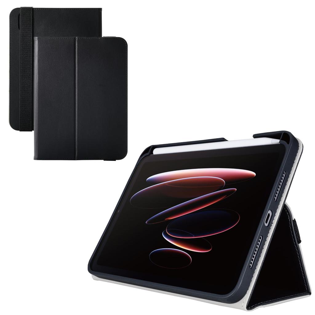 Elecom IPad Mini Pro Mini Soft with Two Stand Modes and Stylus (A17 2024) (6th Generation) Case, Leather, Lightweight, Holder, TB-A25SPLF2BK