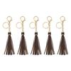 Uxcell 5-Piece Set of Leather Keychain Tassels for Women, Lobster Buckle Key Rings for Handbags, Wallets, DIY Crafts, Dark Coffee