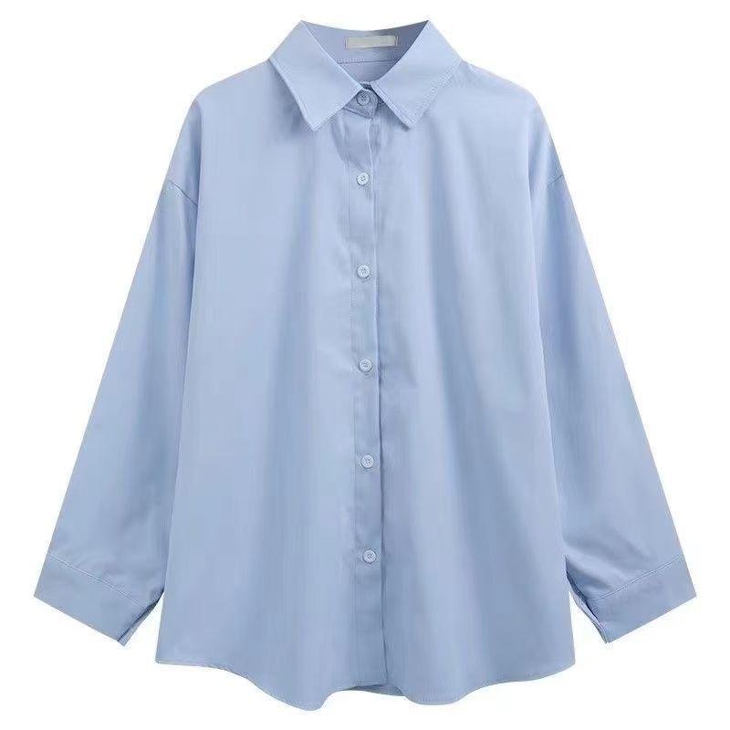 Korean Style Loose Fit Long Sleeve White Shirt - Harajuku Retro Student Top