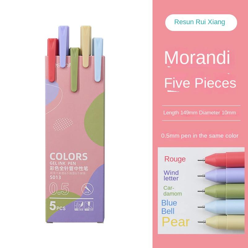 5 ks 0,5mm Barevné Gelové Pero Kolekce Morandi Macaron Barva pro Umělecké Potřeby Scrapbooking Zápisník Dekorace DIY