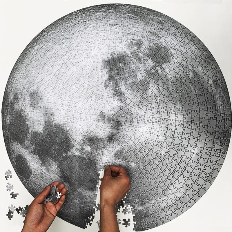 1000Pcs Giant Space Moon Earth Puzzle Matte Surface Dustproof Adult Puzzle Starry Sky Plane Puzzle Wall Decoration Gift