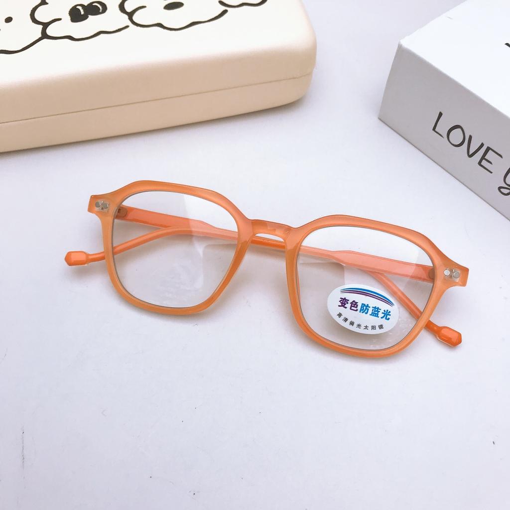 Half Frame Eyebrow Glasses Frame Male And Female Light-Changing Color Metal Flat Mirror Anti-Blue Light Color-Changing Glasses Frame