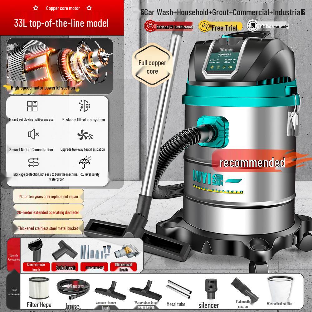 High-Power Industrial Vacuum Cleaner - Large Suction for Home, Auto, Carpet, and Seam Cleaning
