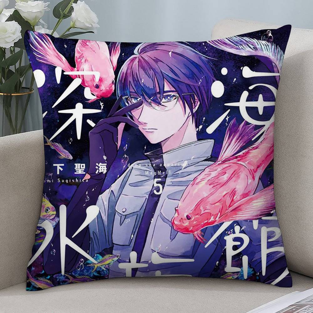 Comic Magmell Shinkai Suizokukan Pillow Case Short Plush Double-sided Print Square Throw Pillow Covers Sofa Home Cushion Decor