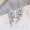 Elegant Zircon Leaf Tassel Earrings for Women - Stylish European & American Design