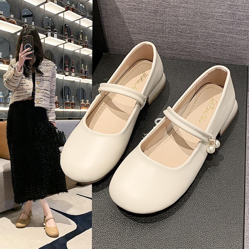 Little Mary Jane Single Shoes Women's Low-heeled Women's Shoes Spring New Shallow Mouth with Skirt Small Leather Shoes Women