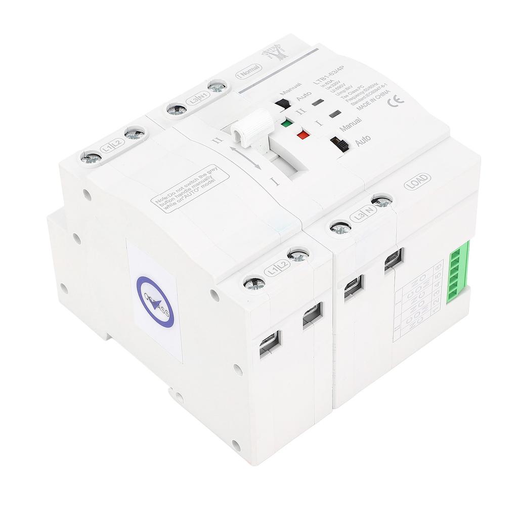 Double Power Automatic Transfer Switch 4P 63A Uninterrupted Power 35mm Din Rail Mini ATS Mains to Motor