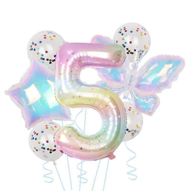 Colorful Transparent Butterfly Balloon Color Sequins Latex Set One Year Old 40 Inch Starry Sky Digital Birthday Party Arrangement