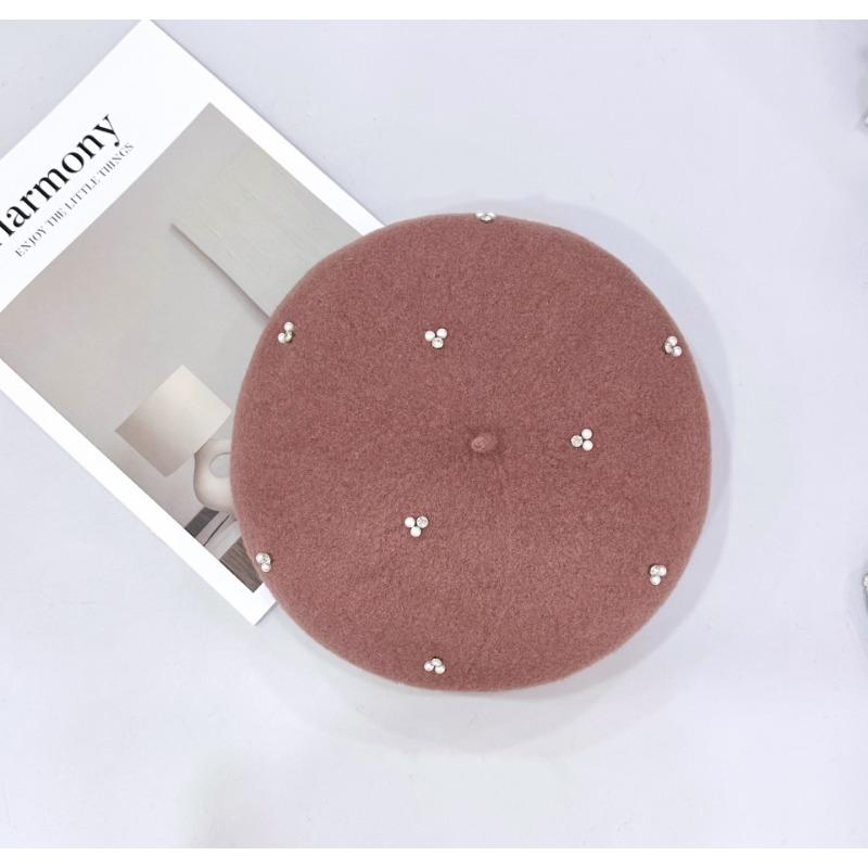 25 early autumn new silver silk rhinestone beret hat wool elegant knitted hat tide