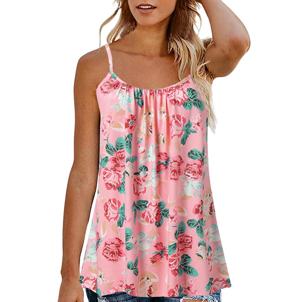 Women Summer Printed Sleeveless Vest Blouse Tank Tops Camis Clothes