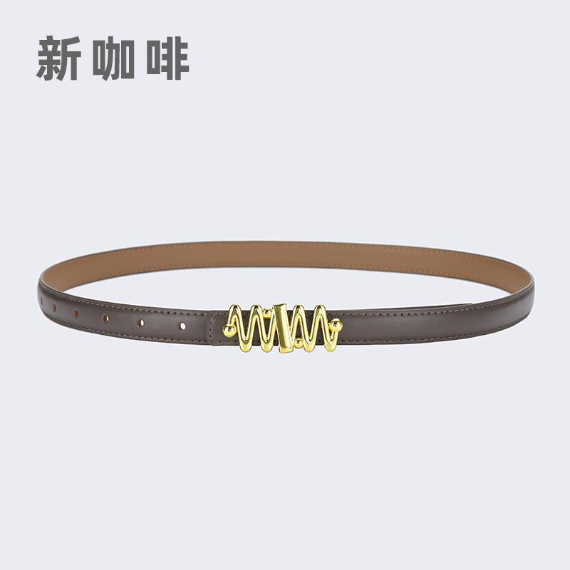 Belt Women'S Jeans Leather Simple Style Decoration Black Casual Thin Belt Tide