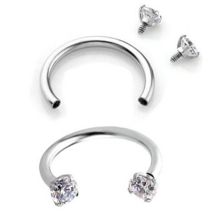 

Кольцо-подкова U-образной формы с цирконами и бриллиантами: Популярное европейское и американское кольцо для губы и носа из нержавеющей стали. 1.2 mm x 12 mm