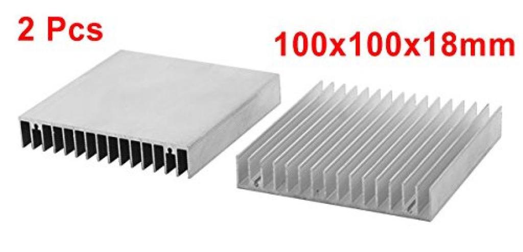 Uxcell Aluminum Heatsink, Heat Dissipation, 100mm X 100mm X 18mm, 2-Pack