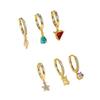 Hot-selling gilt colored treasure pendant earrings six-piece set, sweet, cool and multi-scene versatile earrings combination