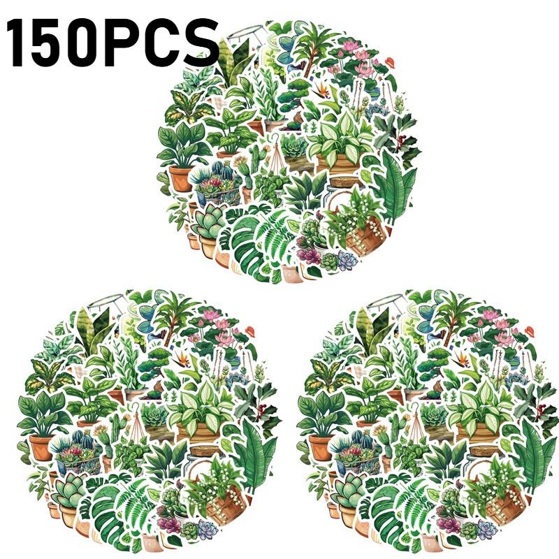 Cute Green Plant Stickers Cartoon DIY Decoration for Kids Fridge Notebook Bike Phone Suitcase Aesthetic Fun Craft Sticker