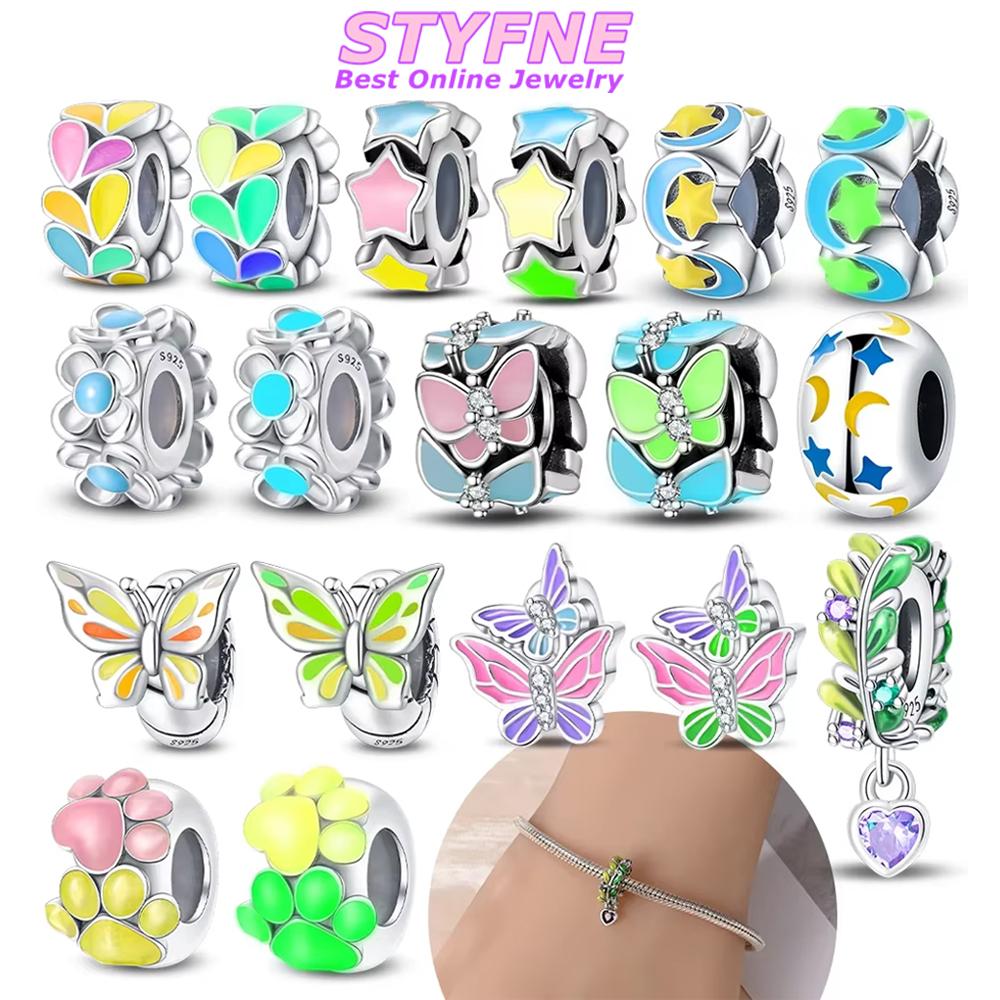 Classic Original Copper Charms Luminous Clawed Butterfly Glowing Stars Bead Fit Bracelet Women Jewelry Diy Fine Gift Making