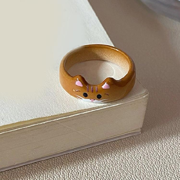 Cartoon Tropfenglasur Katzenring Tierisches Thema Fingerband Schmuck Handgefertigte Accessoires für den Alltag oder zum Verschenken