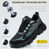 Fashion Safety Shoes New Rotating Button Steel Head Anti-smash Safety Shoes Work Site Factory Kevlar Soles Anti-puncture Work Shoes