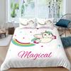 3D Print Moon Kitten 100% Cotton Duvet Cover Wihth Pillowcases Bedding Sets Bedroom Home Textiles Bed Set Kids Lovely Unicorns
