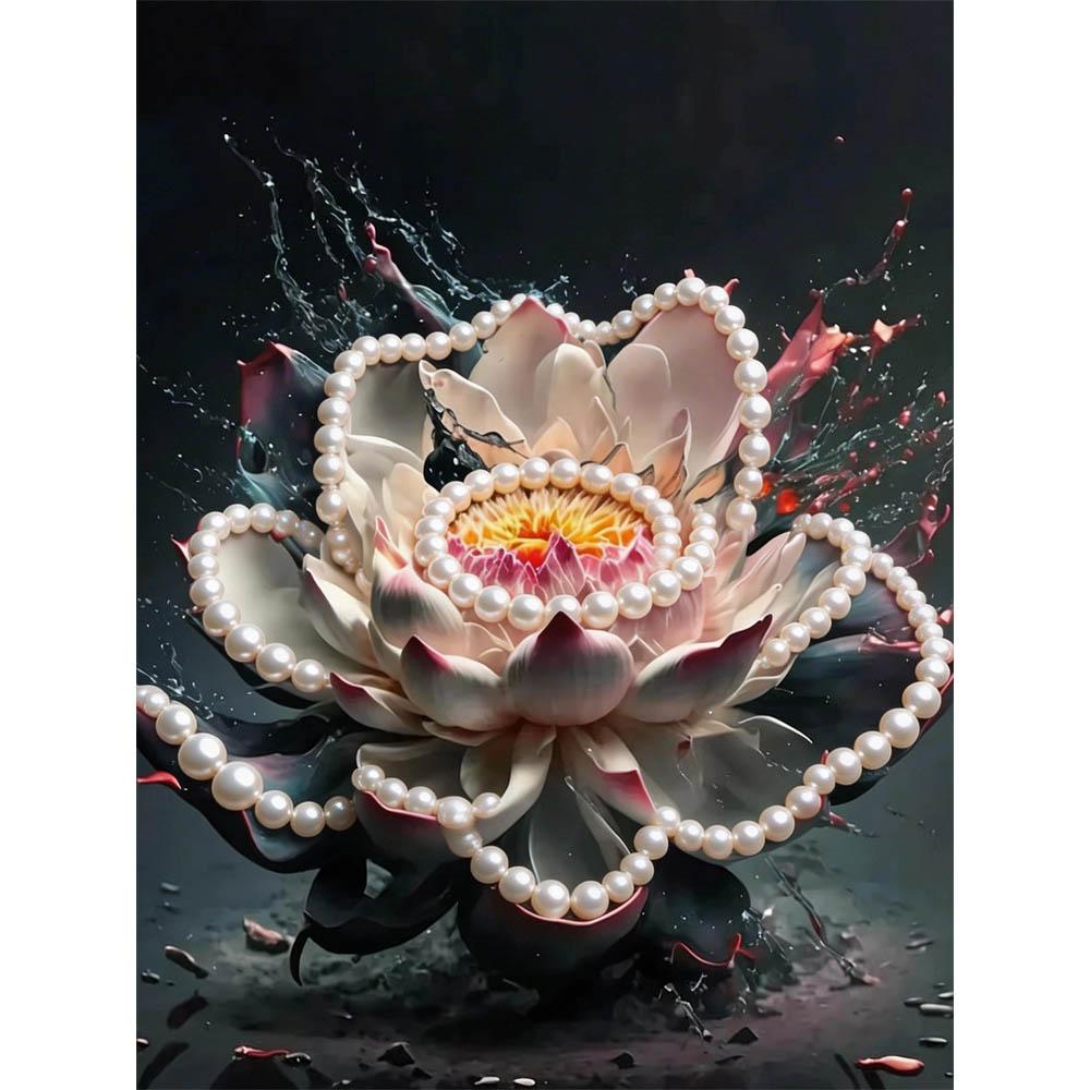 

Наборы для рисования Алмазной мозаикой «Лотос, жемчуг и бриллианты» своими руками для взрослых и начинающих, красивый вид, сверкающая картина-поделка, декор для дома, ручная работа, подарок 30x40cm