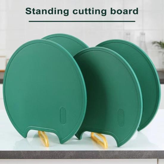 Round Chopping Board with Grinder Groove Double-sided Standing Food Grade Anti-slip Easy to Clean Vegetables Fruits Meat