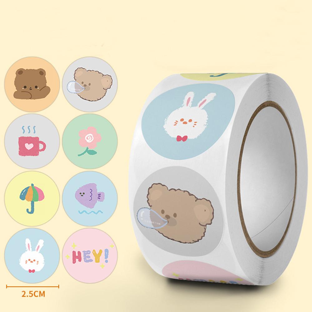 100-500Pcs First-Class Cute High-Standard Cartoon High-Standard Stickers 1Inch Superior-Grade Reward Premium-Quality Sticker First-Class Round