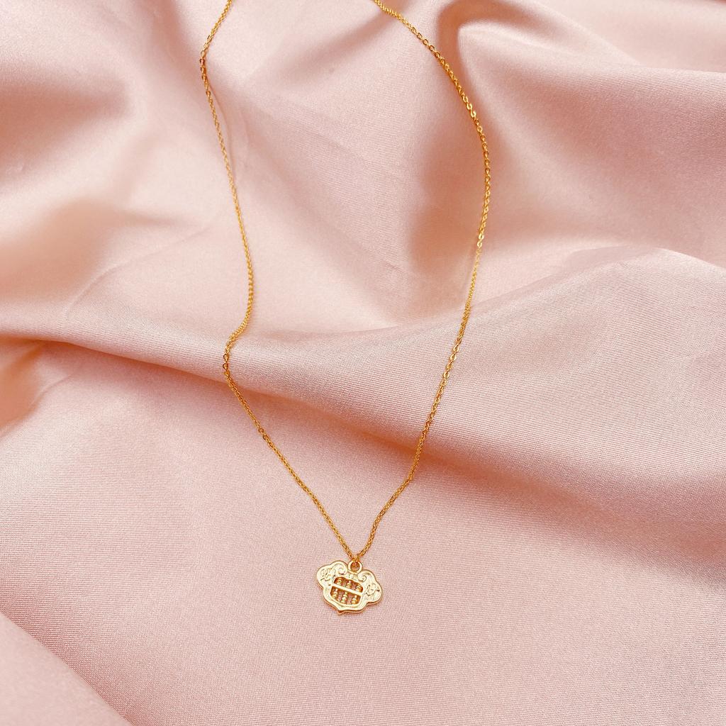 Chinese style auspicious cloud blessing character abacus pendant necklace women's new round square small abacus necklace simple sweater chain