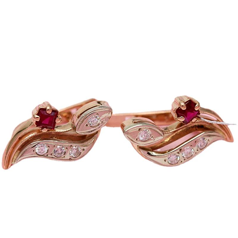 Boucles d'oreilles Rubis Artistiques Classiques pour Femmes Pierre Précieuse Rouge Élégantes Audacieuses Géométriques Déclaration Bijoux pour Réunions Formelles