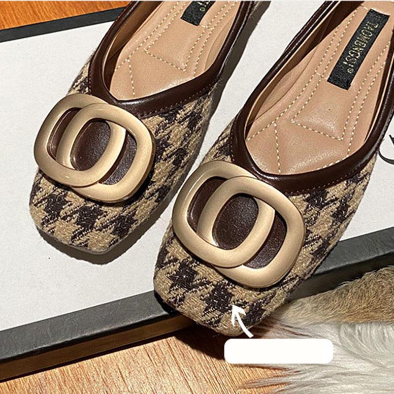 2024 Fashion Woman Square Toe Shoes Slip-on Shoes Casual Shallow Mouth Flats Rhinestone Female Cute Barefoot Shoes Big Size