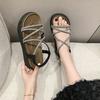 Fairy wind seaside beach Roman sandals female 2024 summer new student soft sole with skirt women's shoes thick sole