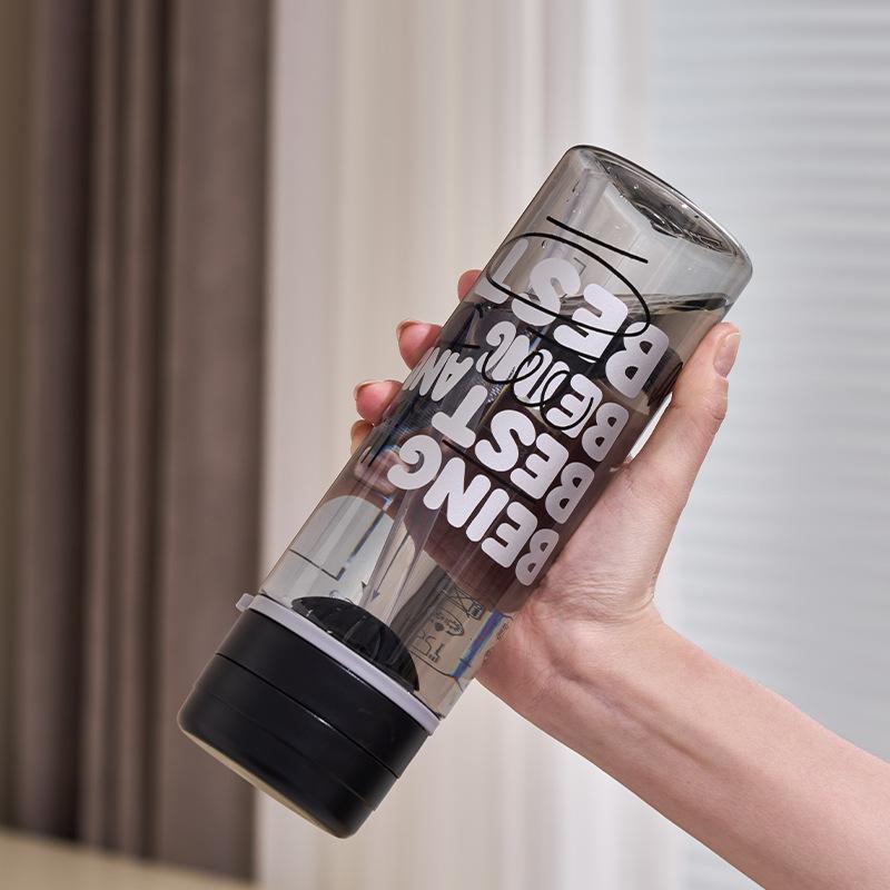 Water Bottle New Water Cup for Male and Female Students Food Grade Plastic High Temperature Resistant Graduated Cup Simple Drop-proof Portable Filter