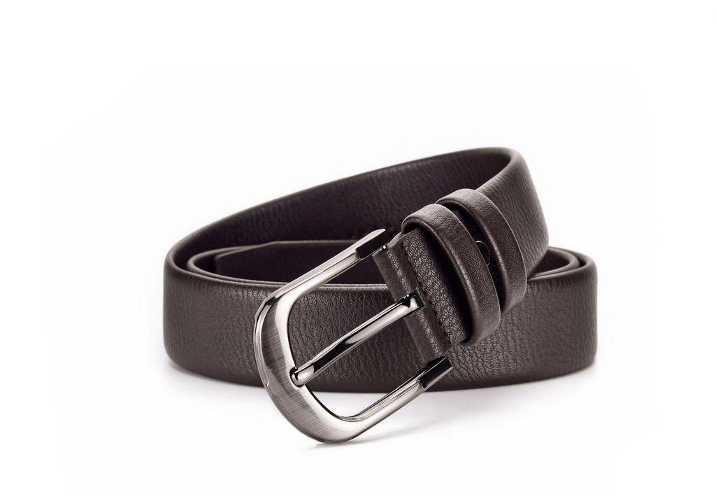 Men's Genuine Leather 3.8cm Pin Buckle Lychee Pattern Belt Jeans Accessory