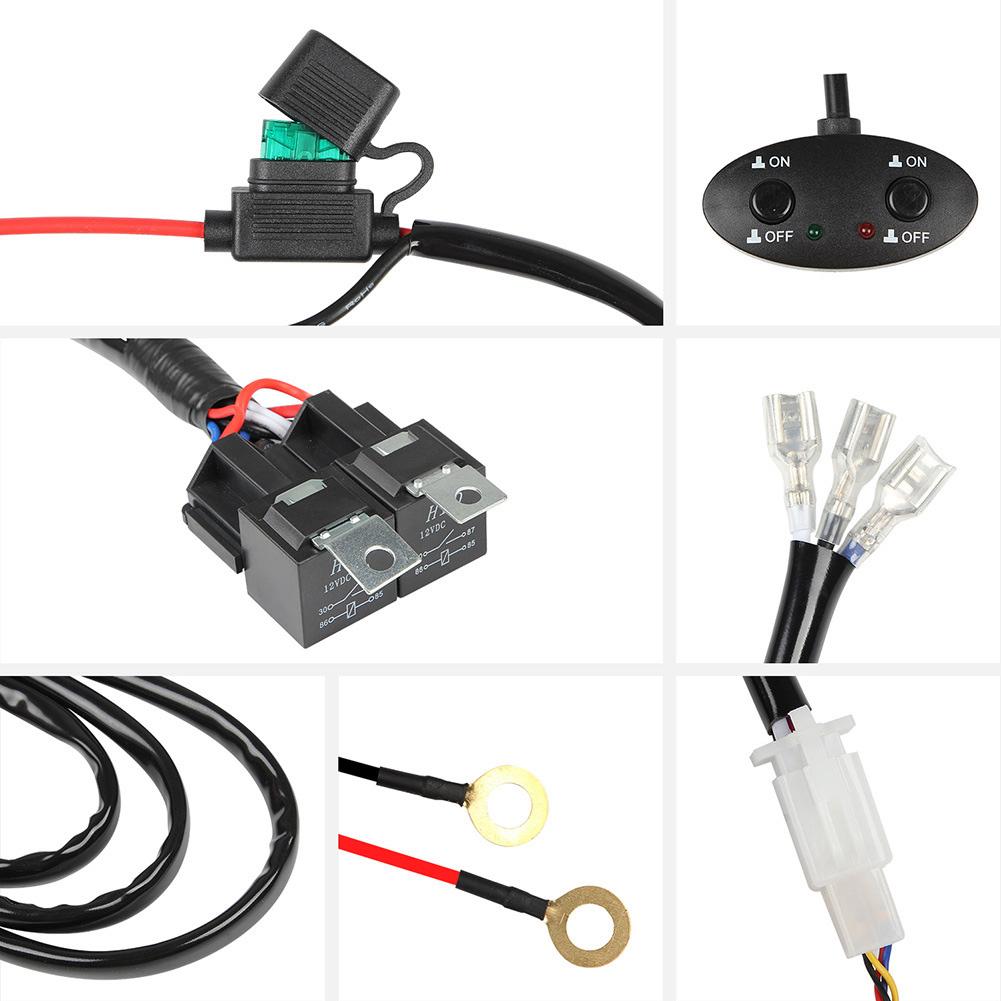 3 Meters LED Work Light Spot Control 12V Wire Cable Switch Relay Kit Two-Color Wiring Harness Switch Kit Motorcycle Off-Road Car
