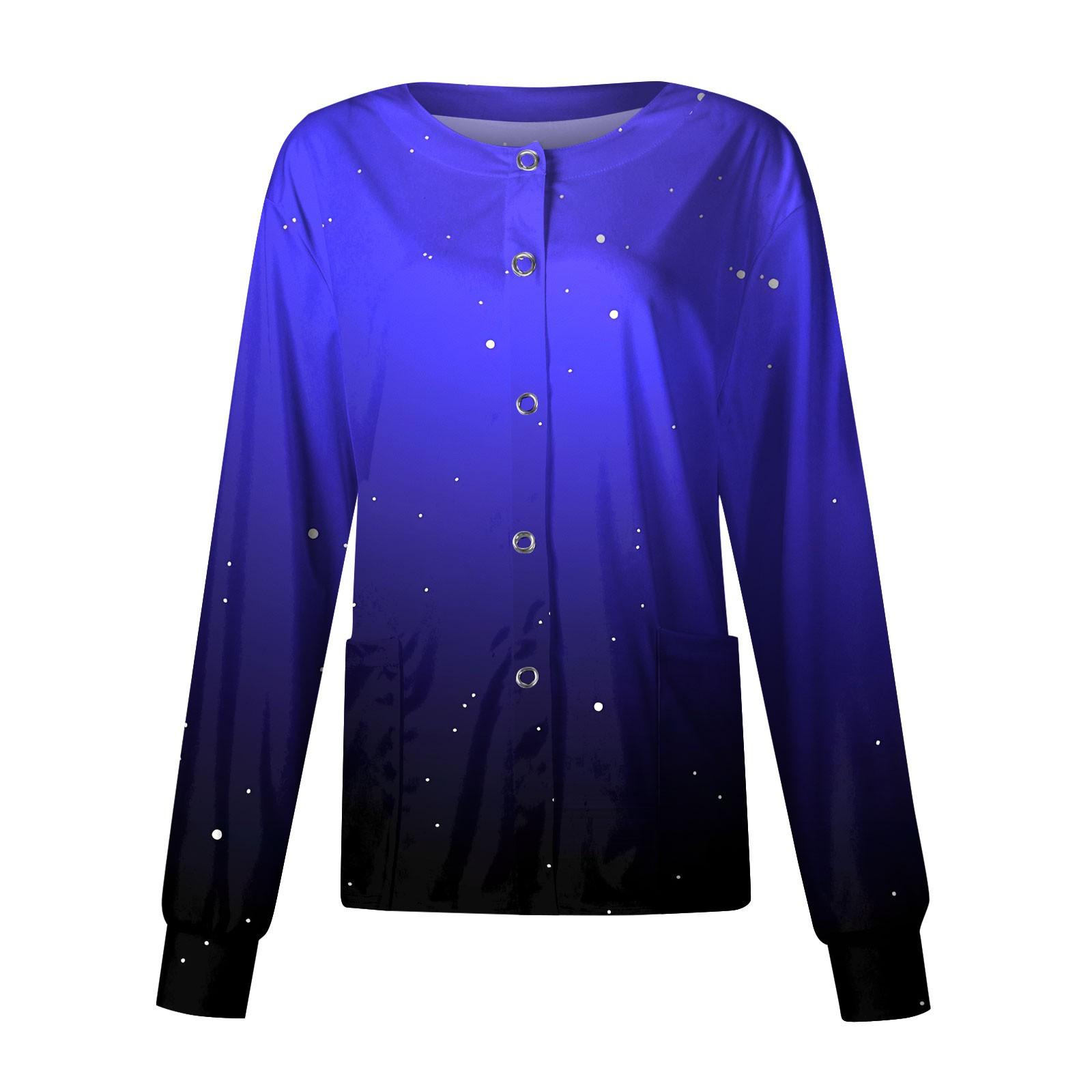 

Женская повседневная модная однобортная куртка с длинным рукавом и стоячими лацканами с градиентным принтом, защитная рабочая куртка XXXL фиолетовый