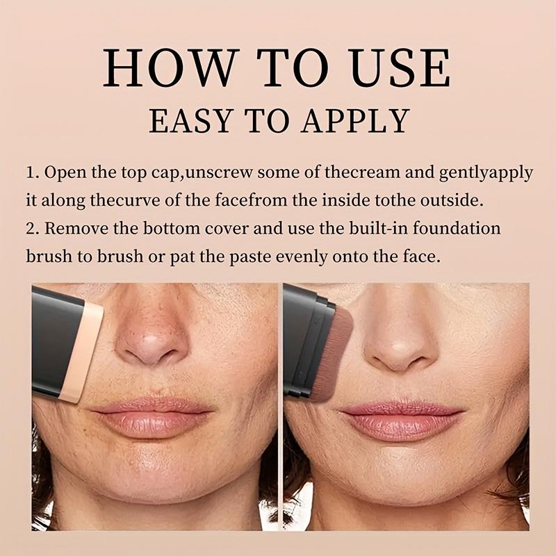 2-in-1 Waterproof Concealer & Foundation Stick Sweat-Resistant, Strong Coverage for Dark Circles, Foundation Stick With Brush Coverage