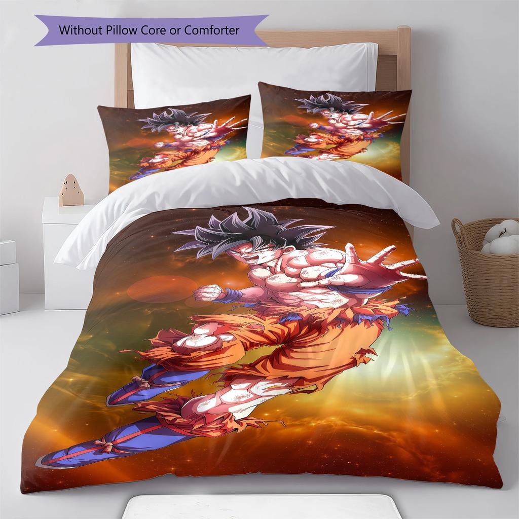Biancheria da letto con motivo Son Goku, Set piumone Copripiumone Federa Regalo di compleanno per la casa (1 * copripiumino + 2 * federa, senza nucleo)