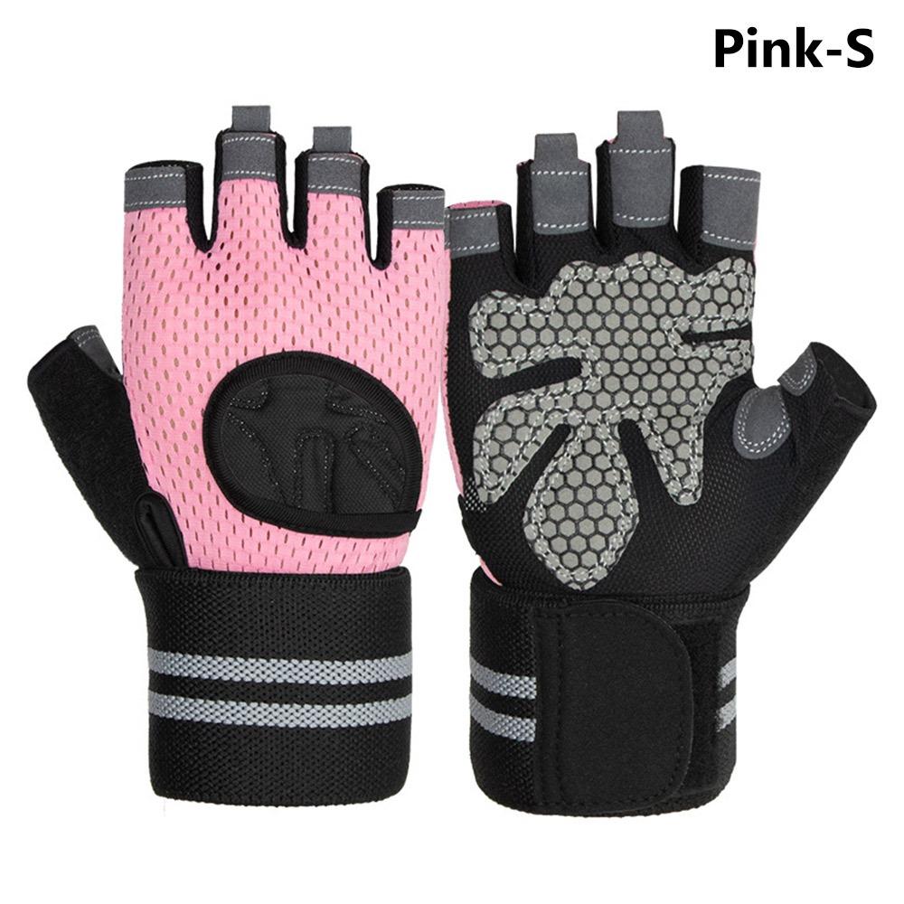 1Pair with Wrist Wrap Support Gym Fitness Gloves Half Finger Breathable Exercise Wristband Gloves Anti-slip