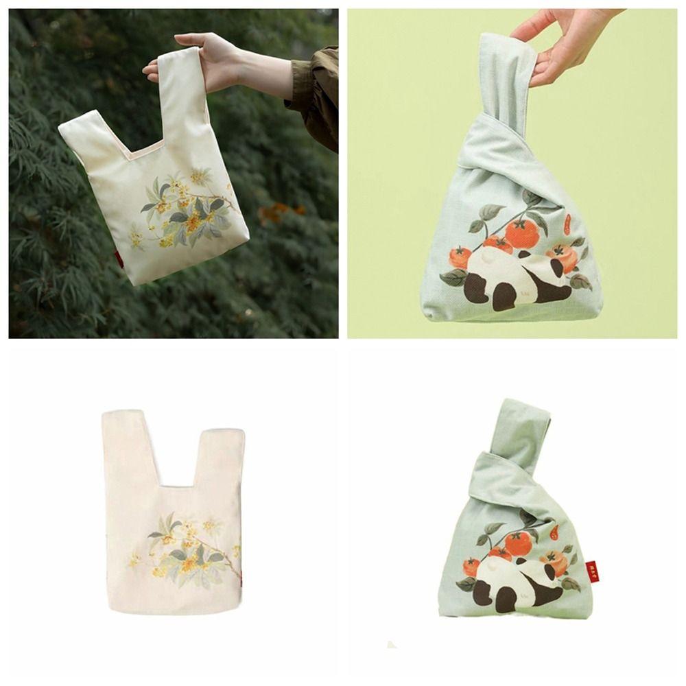 

Fragrans Mini Knot Bag Vest Shape Flower Handbag Fashion Panda Wrist Bag Shopping