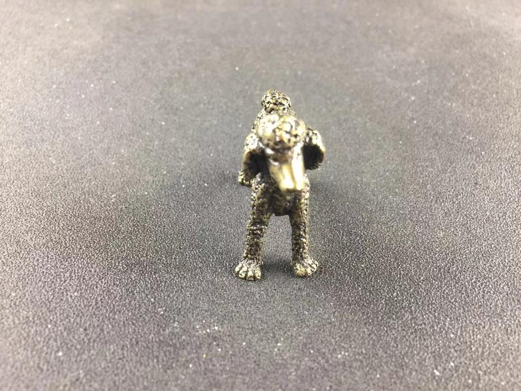 Pure Copper Cute Dog Statue Feng Shui Ornament Bronze Standing Poodle Figurines Lucky Desk Decorations Accessories Home Decor