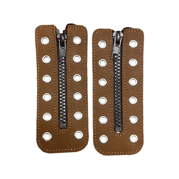 Waterproof PU Leather Shoelace Zippered Closure Replacement with 8 Holes for Men Women Boot Footwear Accessories