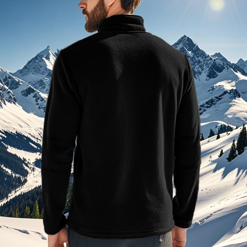 American Style Men Heavyweight Polar Fleece Outdoor Long Sleeve Stand Collar Zip Bottoming Sweatshirt