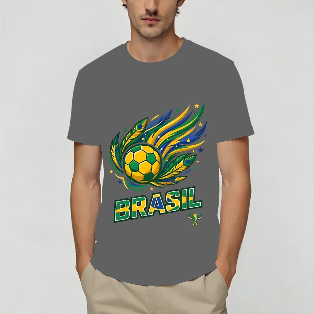 Brazil 2026 Soccer Tshirt Beach Trending Tshirts Unisex Cotton Round Neck 4xl 5xl 6xl Clothing Shortsleeved Aesthetic Tshirt