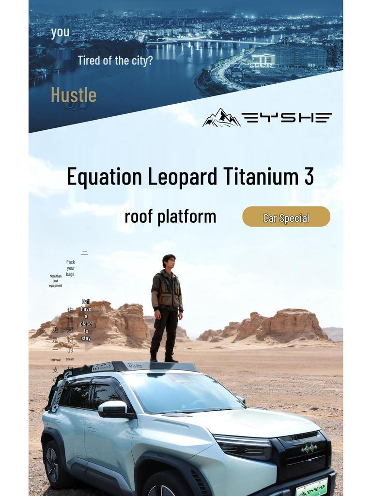 Equation Leopard Titanium 3 Black Panther Car Roof Rack with Side Ladder and Armor.